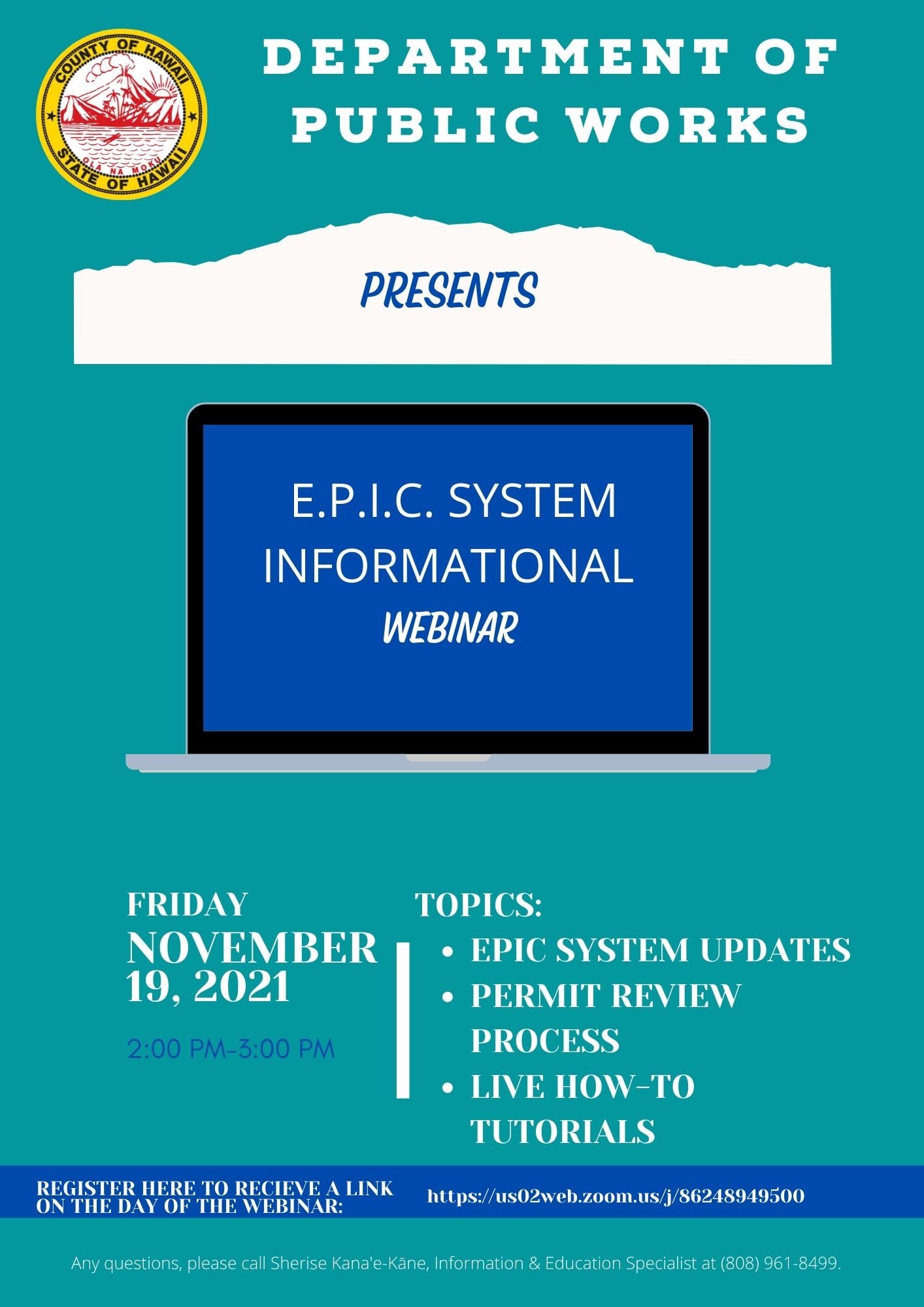 DPW EPIC SYSTEM INFORMATIONAL WEBINAR FLYER