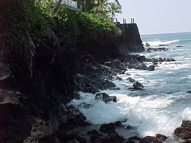 waves breaking on a rocky beach